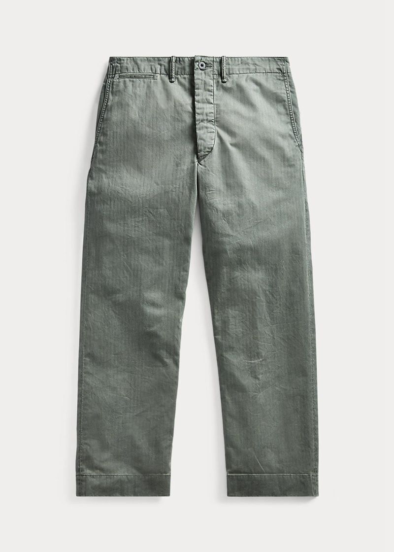 Pantalones RRL Hombre Herringbone Twill Field Chile Verde Oliva IQWVF-3058